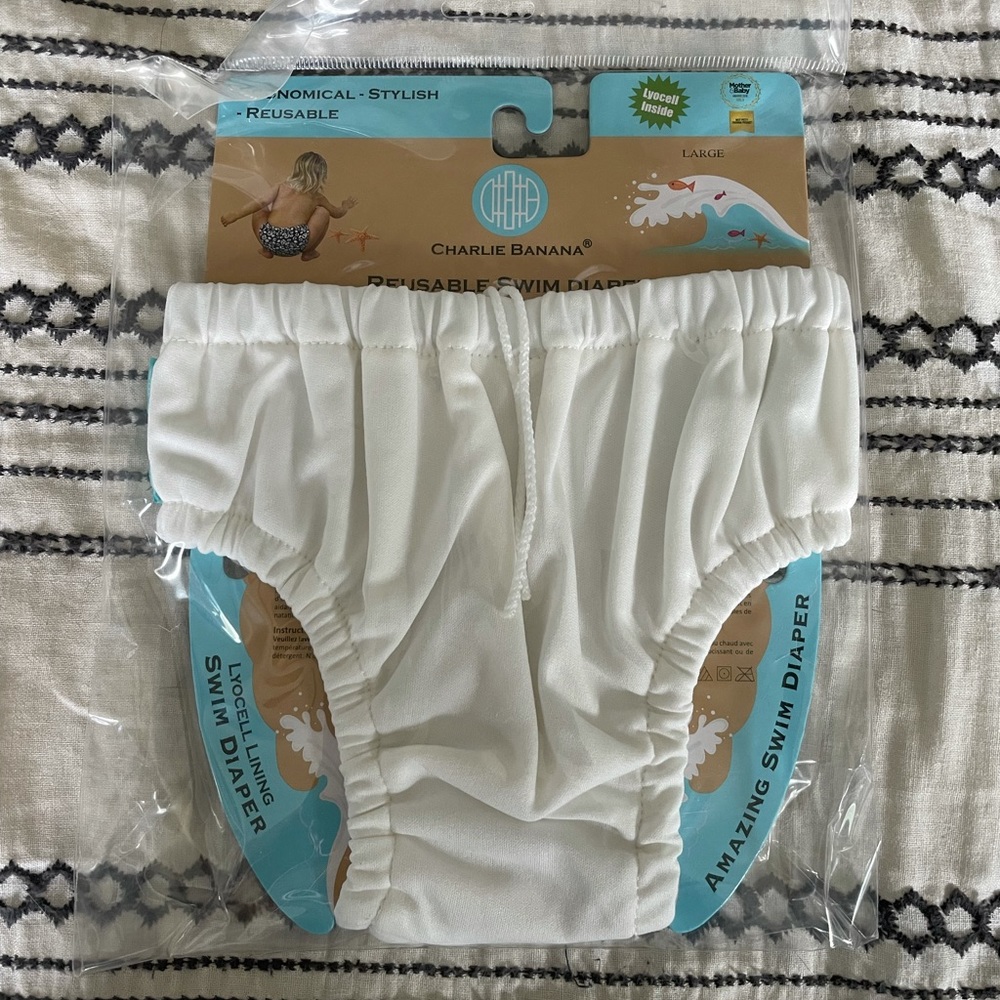 Large Charlie Banana White Swim Diaper